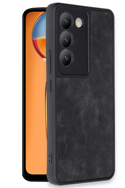 Vivo V30 Lite 4G Kılıf Aras Deri Kapak - Siyah