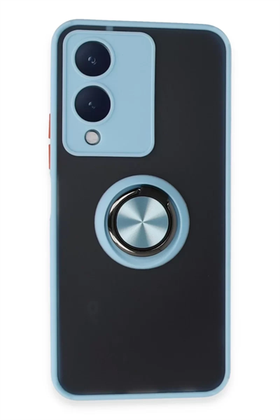 Vivo Y17S Kılıf Montreal Yüzüklü Silikon Kapak - Buz Mavi