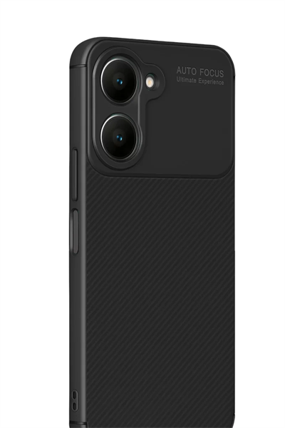 Vivo Y18 Kılıf Auto Focus Karbon Kapak - Siyah