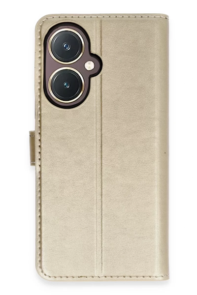 Vivo Y27 Kılıf Trend S Plus Kapaklı Kılıf - Gold