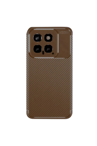 Xiaomi Mi 14T Kılıf Auto Focus Karbon Kapak - Kahverengi