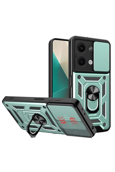 Xiaomi Poco X6 Kılıf Pars Lens Yüzüklü Silikon - Yeşil