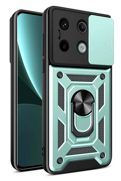 Xiaomi Poco X6 Pro Kılıf Pars Lens Yüzüklü Silikon - Yeşil