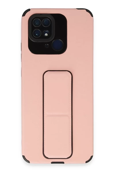Xiaomi Redmi 10C Kılıf Mega Standlı Silikon - Pudra