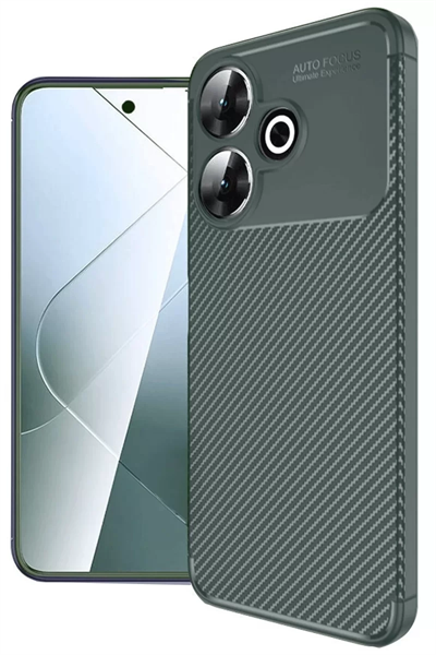 Xiaomi Redmi 13 4G Kılıf Auto Focus Karbon Kapak - Koyu Yeşil