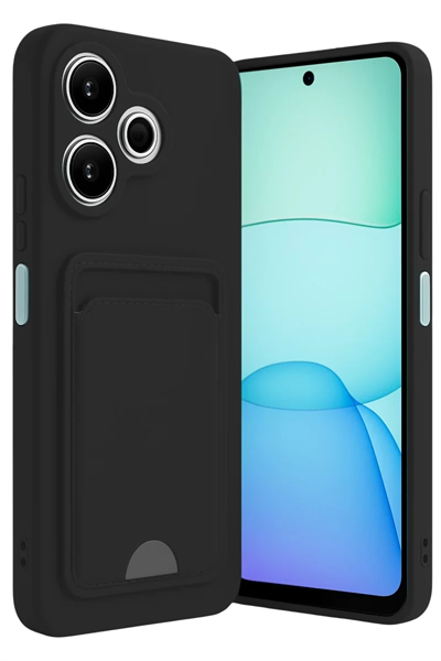 Xiaomi Redmi 13 4G Kılıf Kelvin Kartvizitli Silikon - Siyah