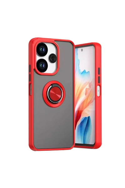Xiaomi Redmi 13 4G Kılıf Montreal Yüzüklü Silikon Kapak - Kırmızı