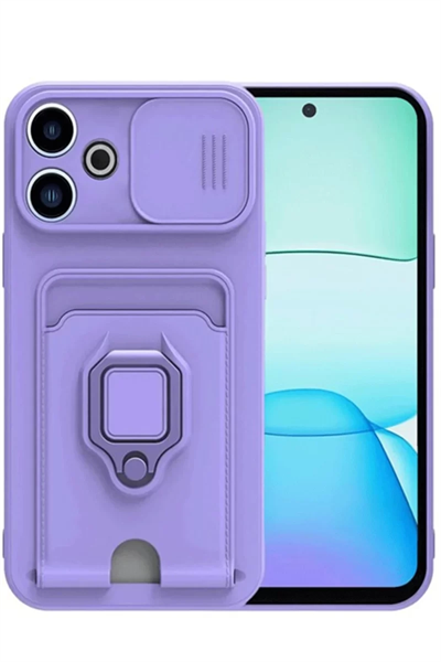 Xiaomi Redmi 13 4G Kılıf Zuma Kartvizitli Yüzüklü Silikon - Lila