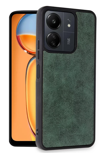 Xiaomi Redmi 13C Kılıf Aras Deri Kapak - Koyu Yeşil