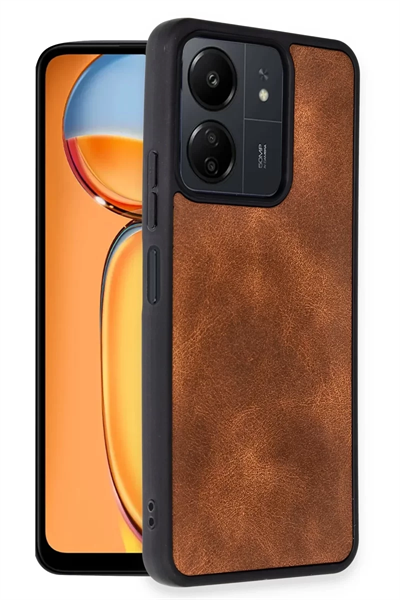 Xiaomi Redmi 13C Kılıf Aras Deri Kapak - Taba