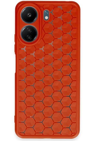 Xiaomi Redmi 13C Kılıf Petek Silikon Kapak - Kırmızı