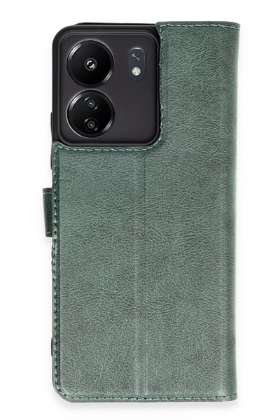 Xiaomi Redmi 13C Kılıf Trend S Plus Kapaklı Kılıf - Yeşil