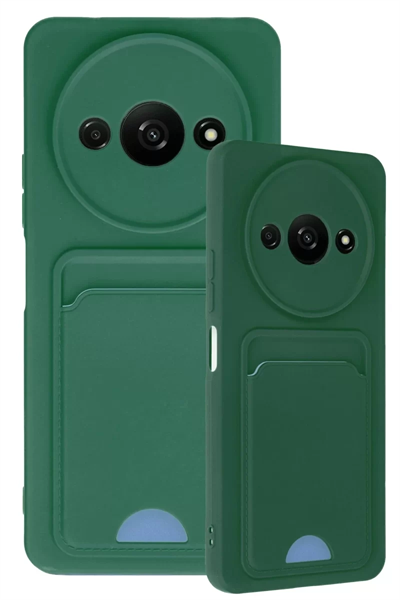 Xiaomi Redmi A3 4G Kılıf Kelvin Kartvizitli Silikon - Koyu Yeşil