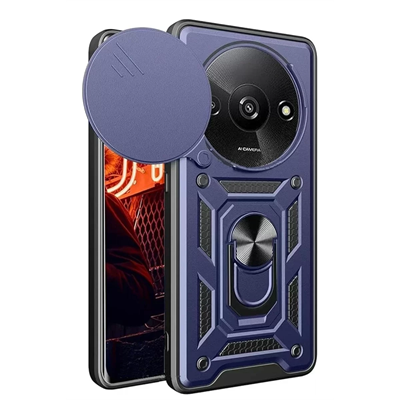 Xiaomi Redmi A3 4G Kılıf Pars Lens Yüzüklü Silikon - Lacivert