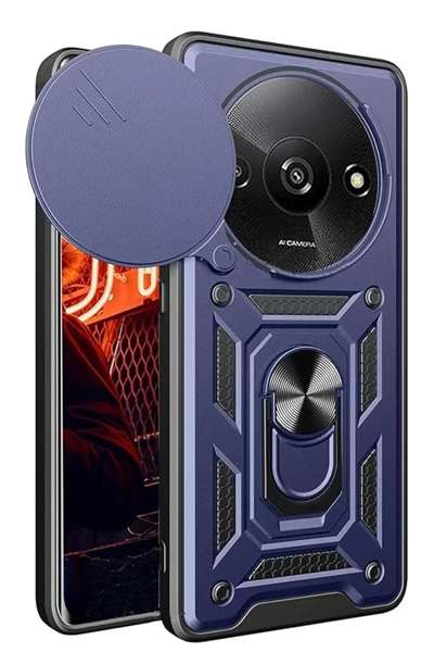 Xiaomi Redmi A3 4G Kılıf Pars Lens Yüzüklü Silikon - Lacivert