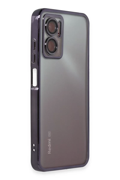 Xiaomi Redmi Note 11E Kılıf Lensli Silikon - Mor