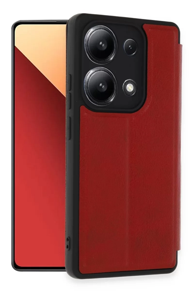 Xiaomi Redmi Note 13 4G Kılıf Flip Cover - Kırmızı