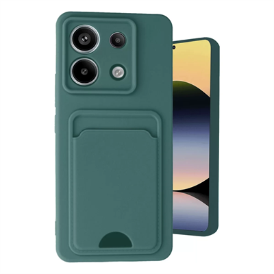 Xiaomi Redmi Note 13 Pro 5G Kılıf Kelvin Kartvizitli Silikon - Koyu Yeşil
