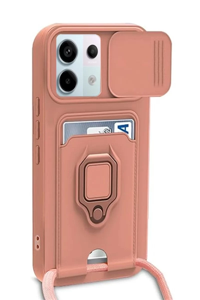 Xiaomi Redmi Note 13 Pro 5G Kılıf Zuma Kartvizitli Yüzüklü Silikon - Pembe
