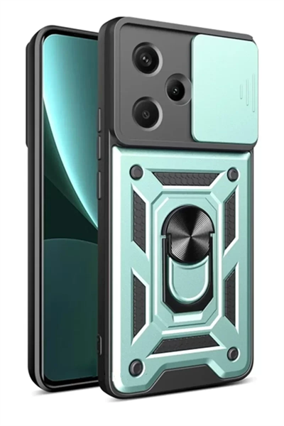 Xiaomi Redmi Note 13 Pro Plus Kılıf Pars Lens Yüzüklü Silikon - Yeşil