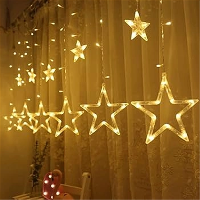 Yıldız Sarkıtlı Perde LED Aydınlatma - 3m Genişlik, 8 Modlu, Günışığı Renk,Ev Süsleme Işığı
