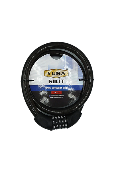 Yuma YM-747 120cm 20mm 5 Şifreli Siyah Motorsiklet Kilidi
