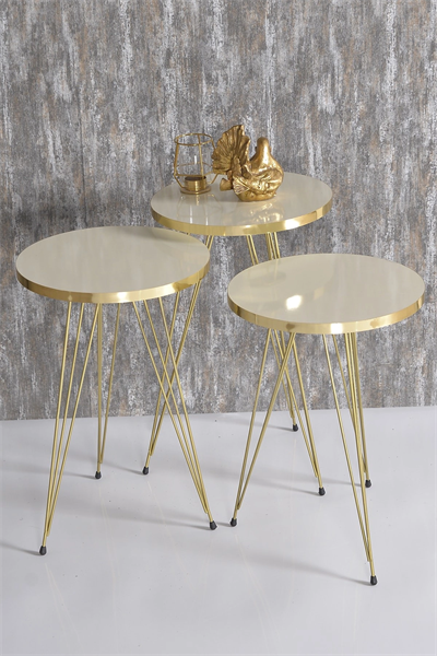 Zigon Sehpa Gold Krem Tel 1044