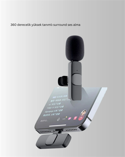 iPhone İçin Çift Mikrofonlu Telsiz Yaka Mikrofonu 360 Derece HD Ses