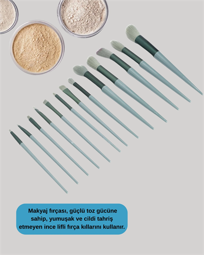 umuşak Kıllı Estetik Tasarımlı 13lü Makyaj Fırçası Seti Günlük ve Profesyonel Kullanım