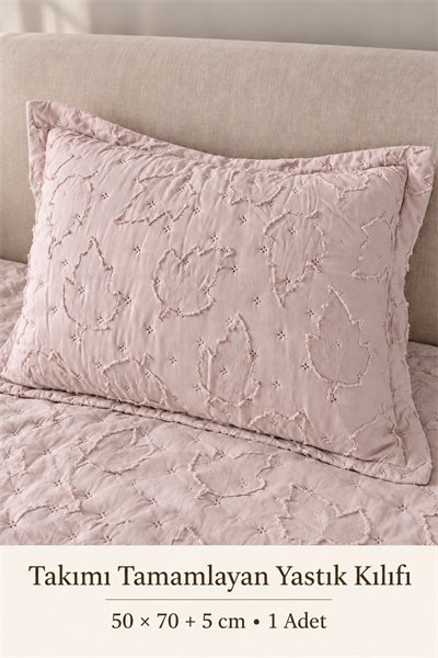 Elanor Tek Kişilik Yatak Örtüsü Takımı 180x240 cm – 1 Yastık Kılıflı, Pudra