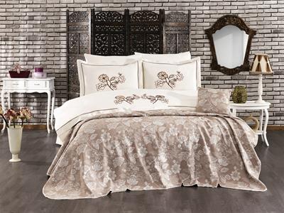 İpekçe Alida 8 Parça Çift Kişilik Lüks Çeyiz Seti - Vizon