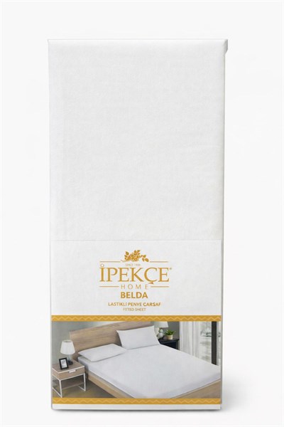 İpekçe Belda Penye Lastikli Çarşaf - 160x200 Çift Kişilik - Beyaz 120 Gr.
