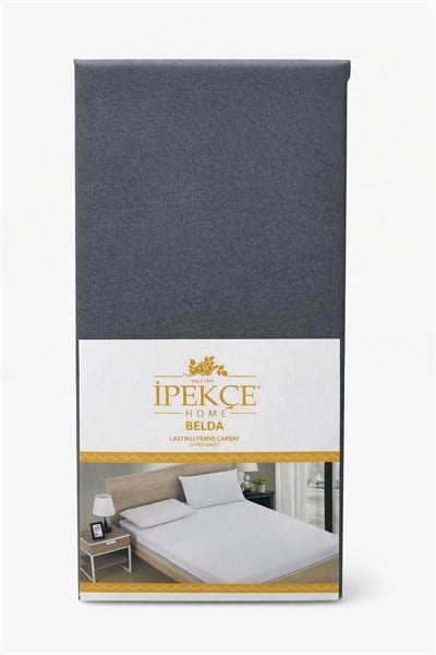 İpekçe Belda Penye Lastikli Çarşaf - 200x200 Süper Battal Boy - Antrasit 120 Gr.