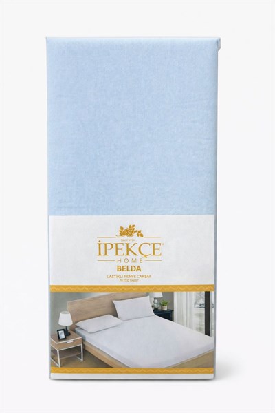 İpekçe Belda Penye Lastikli Çarşaf - 200x200 Süper Battal Boy - Mavi 120 Gr.