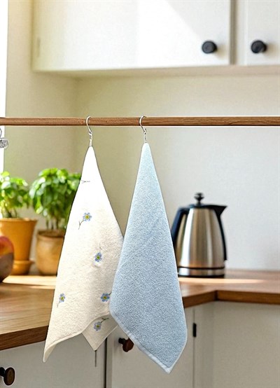 İpekçe Bloom & Harvest Mira 2li Nakışlı Havlu Seti 40x60 cm - %100 Pamuklu El ve Yüz Havlusu