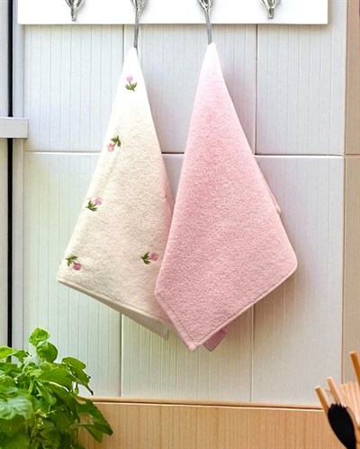 İpekçe Bloom & Harvest Mira 2li Nakışlı Havlu Seti 40x60 cm - %100 Pamuklu El ve Yüz Havlusu