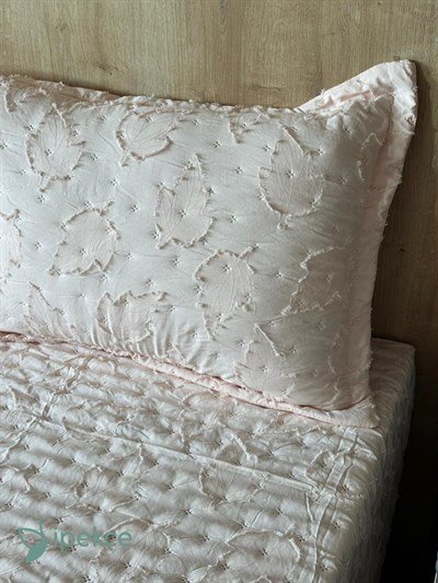 İpekçe Elanor 3 Parça Çift Kişilik Yatak Örtüsü Seti - Pembe Modern Dokulu ve Şık Yatak Örtüsü