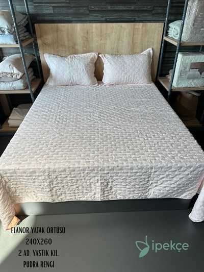 İpekçe Elanor 3 Parça Çift Kişilik Yatak Örtüsü Seti - Pembe Modern Dokulu ve Şık Yatak Örtüsü