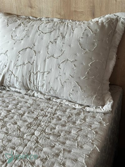 İpekçe Elanor 3 Parça Çift Kişilik Yatak Örtüsü Seti - Bej Modern Dokulu ve Şık Yatak Örtüsü