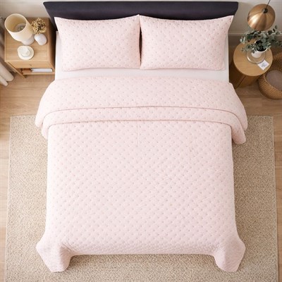 İpekçe Flore 3 Parça Çift Kişilik Yatak Örtüsü Seti - Pembe Modern Dokulu ve Şık Yatak Örtüsü