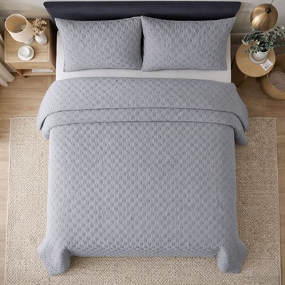 İpekçe Flore 3 Parça Çift Kişilik Yatak Örtüsü Seti - Gri Modern Dokulu ve Şık Yatak Örtüsü