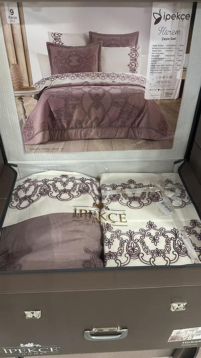 İpekçe Harem 9 Parça Lüks Çeyiz Seti - Gül Kurusu