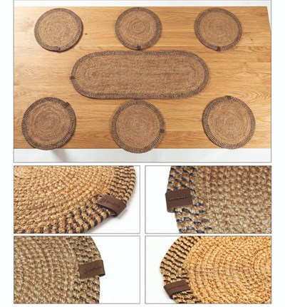 İpekçe Jüt Runner Supla Seti Viola Asorti Dekoratif Masa Örtüsü Servis Seti