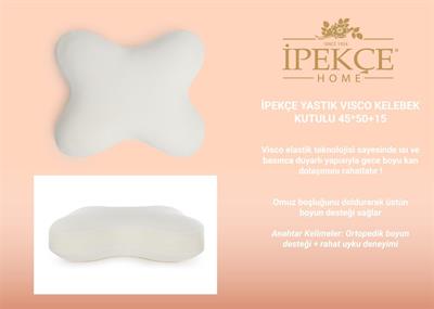İpekçe Kelebek Ortopedik Visco Yastık 45x50 cm - 15 cm Yüksek Boyun ve Omuz Destekli Yastık