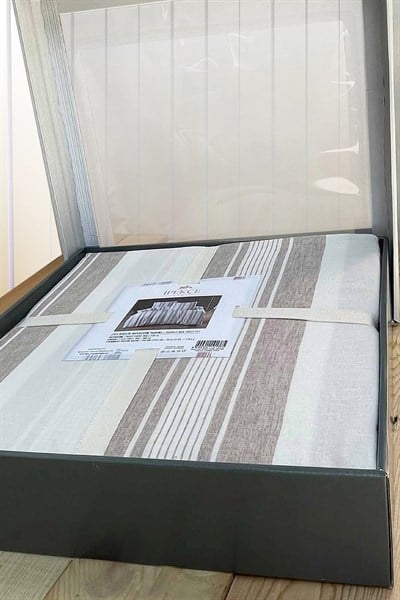 İpekçe Naturel Pure Kahve Çift Kişilik Nevresim Takımı - 4 Parça