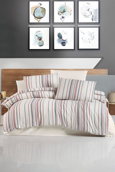 İpekçe Naturel Pure Kırmızı Çift Kişilik Nevresim Takımı - 4 Parça