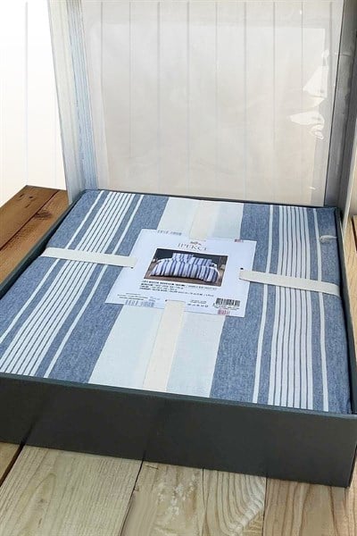 İpekçe Naturel Pure Lacivert Çift Kişilik Nevresim Takımı - 4 Parça Pamuklu