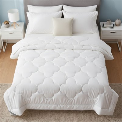 İpekçe Ultra Embos Microfiber Çift Kişilik Yorgan 195x215 cm - Beyaz Biyeli Mikrojelli Elyaflı Lüks Yorgan