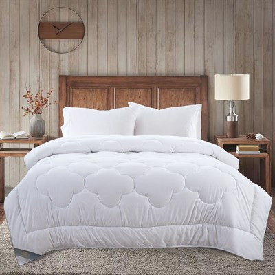 İpekçe Ultra Embos Microfiber Çift Kişilik Yorgan 195x215 cm - Beyaz Biyeli Mikrojelli Elyaflı Lüks Yorgan