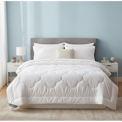 İpekçe Ultra Embos Microfiber Çift Kişilik Yorgan 195x215 cm - Beyaz Biyeli Mikrojelli Elyaflı Lüks Yorgan